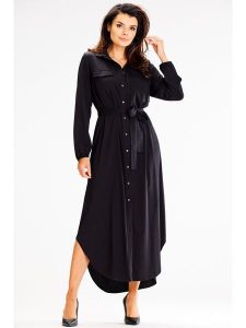 Awama Sukienka w kolorze czarnym rozmiar: S/M. Czarne sukienki Awama, na co dzień, m, bez wzorów, z tkaniny, bez kołnierzyka, bez ramiączek, maxi, proste. Za 194,99 zł.