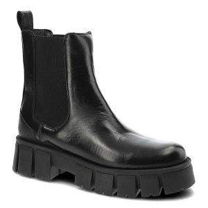 Czarne Botki Carinii Wygodne Skórzane Buty. Czarne botki Carinii, bez wzorów, ze skóry, bez obcasa, bez zapięcia. Za 433,99 zł.
