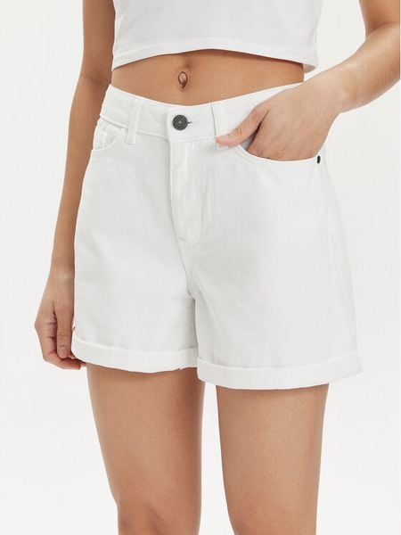 Noisy May Szorty jeansowe Smiley 27029288 Biały Relaxed Fit. Białe szorty Noisy may, bez wzorów, z bawełny. Za 89,99 zł.