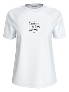 CALVIN KLEIN JEANS Koszulka w kolorze białym rozmiar: XL. Białe bluzki Calvin Klein Jeans, xl, bez wzorów, z bawełny, bez kołnierzyka, bez ramiączek. Za 122,96 zł.