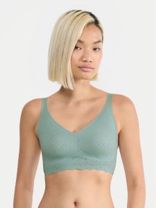 Sloggi Biustonosz top Zero Feel Bliss 10219598 Zielony. Zielone topy Sloggi, s, bez wzorów, z syntetyku, bez kołnierzyka, bez ramiączek. Za 126,00 zł.