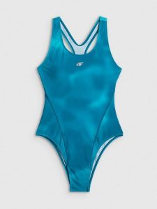 4F Kostium kąpielowy jednoczęściowy damski - turkusowy XXL. Niebieskie szorty 4f, bez wzorów, z dresówki, sportowe. Za 149,99 zł.