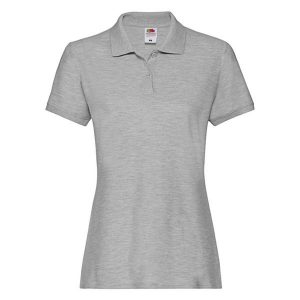 Damska Koszulka Polo Z Bawełny Premium. Szare koszulki sportowe FRUIT OF THE LOOM, bez wzorów, z bawełny, bez ramiączek. Za 80,99 zł.