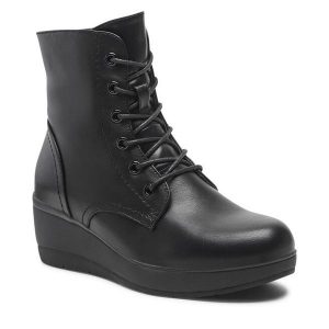 Trzewiki Clara Barson. Czarne botki Clara Barson, bez wzorów, bez obcasa, na koturnie, bez zapięcia. Za 127,99 zł.