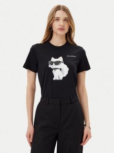KARL LAGERFELD T-Shirt A2W17119 Czarny Regular Fit. Czarne t-shirty KARL LAGERFELD, xs, bez wzorów, z bawełny, bez kołnierzyka, bez ramiączek. Za 279,99 zł.