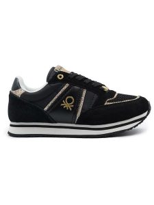 Benetton Sneakersy w kolorze złoto-czarnym rozmiar: 38. Czarne trampki Benetton, bez wzorów, z materiału, bez zapięcia. Za 180,06 zł.