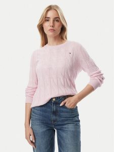 Tommy Hilfiger Sweter WW0WW43586 Różowy jasny Regular Fit. Czerwone swetry klasyczne TOMMY HILFIGER, l, z wełny, bez kołnierzyka. Za 551,99 zł.