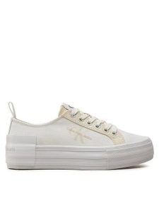 Calvin Klein Jeans Tenisówki Bold Vulc Flatf Low Lace Mix Mtl YW0YW01465 Écru. Trampki Calvin Klein Jeans, bez wzorów, z jeansu, bez zapięcia. Za 209,99 zł.