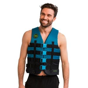 Kamizelka asekuracyjna JOBE 4 Buckle Life Vest. Niebieskie kamizelki JOBE, s, bez wzorów, bez kołnierzyka, bez ramiączek, bez kaptura. Za 249,99 zł.