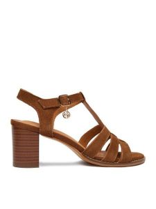 Lasocki Sandały CEO-25F531-4 Brązowy. Brązowe sandały Lasocki, bez wzorów, ze skóry, bez obcasa, na słupku, bez zapięcia. Za 229,99 zł.