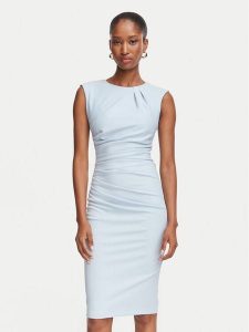 Rinascimento Sukienka koktajlowa CFC0131063003 Niebieski jasny Slim Fit. Niebieskie kombinezony Rinascimento, l, bez wzorów, z syntetyku, wizytowe, bez kołnierzyka, bez ramiączek. Za 469,99 zł.