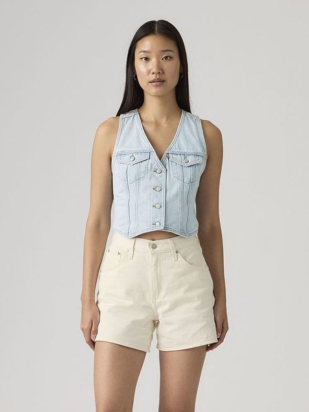Levi's Kamizelka dżinsowa w kolorze błękitnym rozmiar: L. Niebieskie kamizelki Levi's®, l, bez wzorów, z bawełny, bez kołnierzyka, bez ramiączek, bez kaptura. Za 254,95 zł.