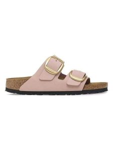 Birkenstock Skórzane klapki "Arizona" w kolorze jasnoróżowym rozmiar: 38. Różowe klapki Birkenstock, bez wzorów, z otwartym noskiem, bez obcasa. Za 487,72 zł.