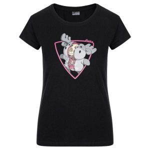 Damski bawełniany t-shirt Kilpi ALBION-W. Czarne t-shirty Kilpi, xs, bez wzorów, z bawełny, bez kołnierzyka, bez ramiączek. Za 60,57 zł.