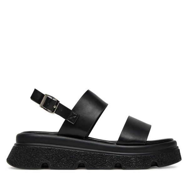 Sandały DeeZee. Czarne sandały DeeZee, bez wzorów, bez obcasa, na płaskiej podeszwie, bez zapięcia. Za 119,99 zł.