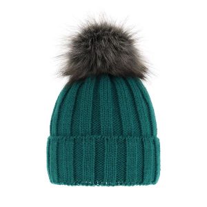 Czapka Zimowa z Pomponem Damska - Zielona. Zielone czapki Molly, bez wzorów, z materiału. Za 59,90 zł.