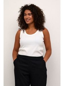 Kaffe Top "Carina" w kolorze białym rozmiar: XL. Białe topy Kaffe, xl, bez wzorów, bez kołnierzyka, bez ramiączek. Za 82,99 zł.