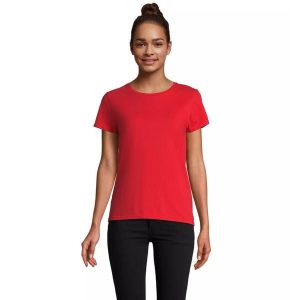 Dopasowana koszulka T-shirt z jerseyu dla kobiet Sol's Pioneer. Czerwone t-shirty SOL'S, s, bez wzorów, z jersey, bez kołnierzyka, bez ramiączek. Za 30,50 zł.