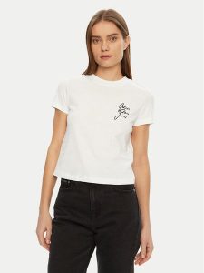 Calvin Klein Jeans T-Shirt Script Institutional J20J224984 Biały Slim Fit. Białe t-shirty Calvin Klein Jeans, l, bez wzorów, z bawełny, bez kołnierzyka, bez ramiączek. Za 99,99 zł.