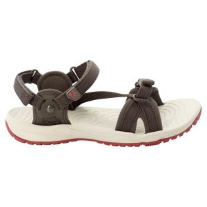 Damskie sandały na wędrówki Jack Wolfskin Lakewood Ride. Brązowe buty trekkingowe Jack Wolfskin, bez zapięcia. Za 283,50 zł.