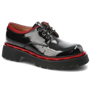 Czarne Półbuty Artiker Wygodne Skórzane Buty Damskie. Czarne półbuty ARTIKER, bez wzorów, ze skóry ekologicznej, bez obcasa, na obcasie, bez zapięcia. Za 265,00 zł.