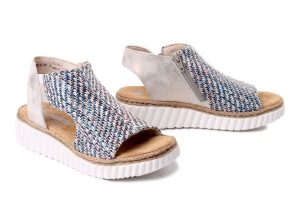 RIEKER 69284-90 multi, sandały damskie. Sandały Rieker, bez wzorów, bez obcasa, bez zapięcia. Za 329,90 zł.