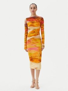 PINKO Sukienka koktajlowa Beggin Abito 104838 A2G1 Kolorowy Slim Fit. Sukienki Pinko, l, bez wzorów, z syntetyku, wizytowe, bez kołnierzyka, bez ramiączek. Za 699,99 zł.