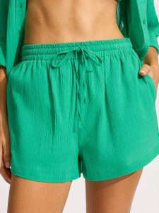 Seafolly Szorty w kolorze zielonym rozmiar: L. Zielone szorty Seafolly, bez wzorów, z bawełny. Za 114,44 zł.