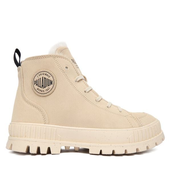 Trapery Palladium. Brązowe buty zimowe Palladium, bez obcasa, bez zapięcia. Za 579,99 zł.