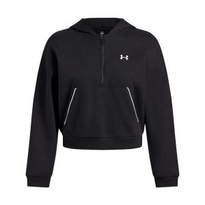 Bluza Under Armour Rival Fleece Piped HZ Hoodie. Czarne bluzy Under Armour, bez wzorów, bez kaptura. Za 219,99 zł.