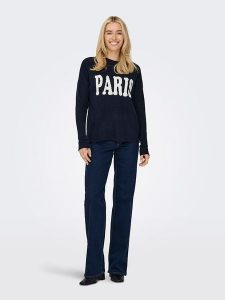 ONLY Sweter w kolorze granatowym rozmiar: XS. Niebieskie swetry oversize ONLY, xs, bez wzorów, ze splotem, bez ramiączek. Za 114,17 zł.
