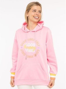 Zwillingsherz Bluza "Good Vibes Only" w kolorze jasnoróżowym rozmiar: L/XL. Różowe bluzy Zwillingsherz, l, bez wzorów, z kapturem. Za 232,78 zł.