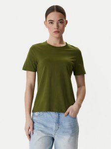 Vero Moda T-Shirt Paulina 10316991 Zielony Regular Fit. Zielone t-shirty Vero Moda, m, bez wzorów, z bawełny, bez kołnierzyka, bez ramiączek. Za 69,99 zł.