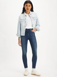 Levi's Dżinsy - Skinny fit - w kolorze niebieskim rozmiar: W30/L30. Niebieskie jeansy Levi's®, z aplikacjami, z podwyższonym stanem. Za 245,96 zł.