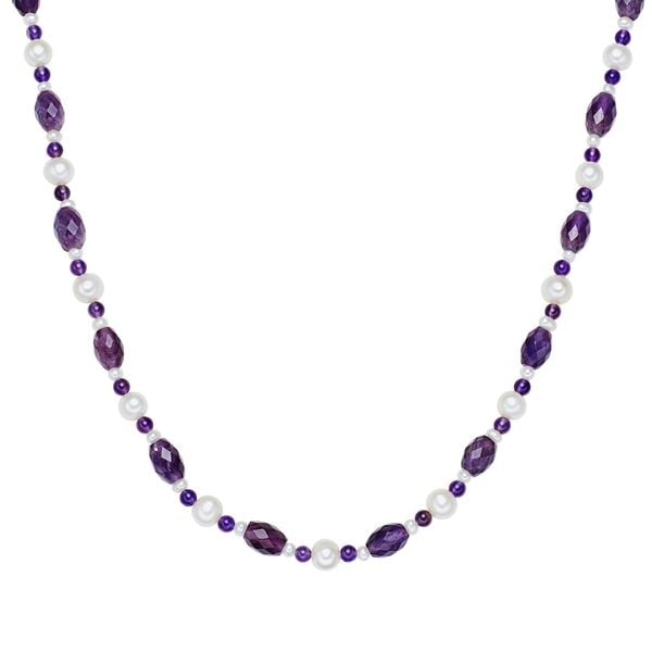 Valero Pearls Naszyjnik z pereł srebro wysokiej próby Ametyst Perła hodowlana słodkowodna srebrny Naszyjniki 1 ct Damski. Szare naszyjniki Valero Pearls, z ametystem, srebrne. Za 259,99 zł.