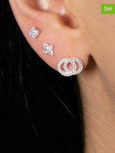 Lodie Silver Srebrne kolczyki-wkrętki (3 szt.) z cyrkoniami rozmiar: onesize. Szare kolczyki Lodie Silver, z cyrkonią, srebrne. Za 63,95 zł.