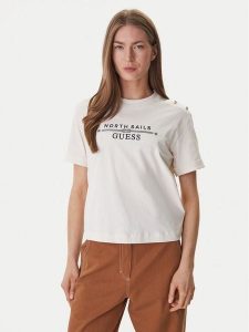 Guess T-Shirt GUESS x NORTH SAILS W6GI03 K2657 Écru Relaxed Fit. T-shirty Guess, xl, z aplikacjami, z bawełny, bez kołnierzyka, bez ramiączek. Za 259,99 zł.