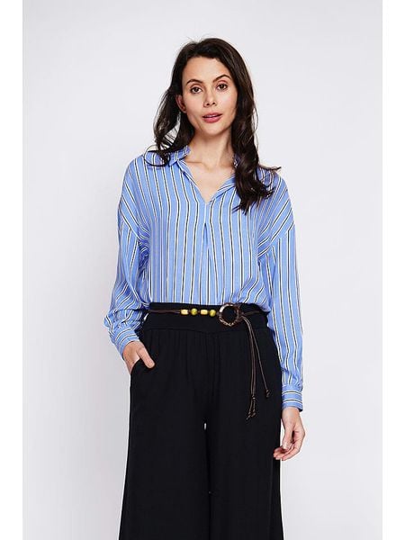 Le Jardin du Lin Bluzka w kolorze błękitnym rozmiar: 42. Niebieskie bluzki Le jardin du lin, bez wzorów, klasyczne, bez kołnierzyka, bez ramiączek. Za 123,25 zł.