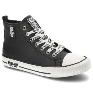 Czarne Trampki Big Star Damskie Ocieplane Buty. Czarne trampki Big Star, z aplikacjami, z puchu, bez zapięcia. Za 159,00 zł.