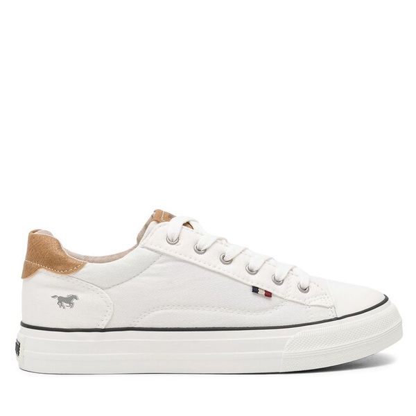 Trampki Mustang. Białe trampki Mustang, bez wzorów, bez zapięcia. Za 259,99 zł.