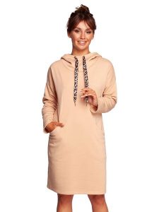 Be Wear Sukienka w kolorze beżowym rozmiar: L. Brązowe sukienki Be Wear, na co dzień, l, bez wzorów, bez kołnierzyka, bez ramiączek, mini, proste. Za 265,45 zł.