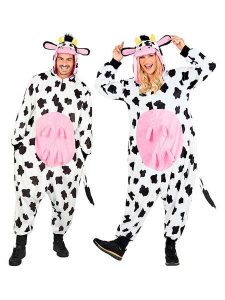 Carnival Party Kombinezon kostiumowy "Cow" w kolorze biało-czarno-jasnoróżowym rozmiar: XXL. Białe kombinezony Carnival Party, xxl, bez wzorów, bez kołnierzyka, bez ramiączek, krótkie. Za 152,99 zł.