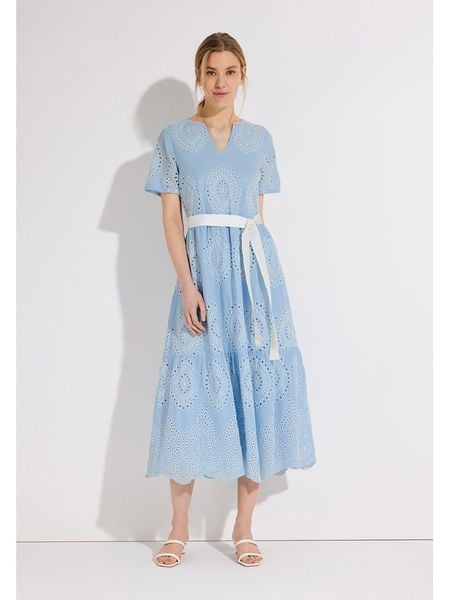 More & More Sukienka w kolorze błękitnym rozmiar: 40. Niebieskie sukienki More & More, bez wzorów, z tkaniny, bez kołnierzyka, bez ramiączek, midi. Za 429,95 zł.