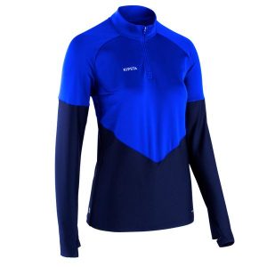 Bluza do piłki nożnej damska Kipsta Viralto. Czarne bluzy KIPSTA, xs, bez wzorów, z elastanu, bez kaptura. Za 109,99 zł.