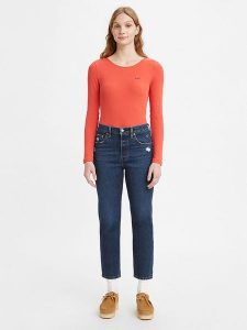 Levi´s Dżinsy "501® Crop" - Regular fit - w kolorze granatowym rozmiar: W30/L30. Niebieskie jeansy z aplikacjami, z podwyższonym stanem. Za 284,82 zł.