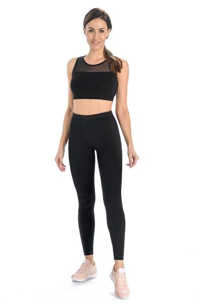 Legginsy na fitness damskie Teyli Classico. Czarne legginsy Teyli, bez wzorów, z bawełny, z obniżonym stanem, długie. Za 89,99 zł.