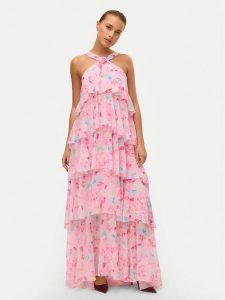 Vero Moda Sukienka wieczorowa Felicia 10295237 Różowy Slim Fit. Czerwone kombinezony Vero Moda, m, bez wzorów, z syntetyku, wizytowe, bez kołnierzyka, bez ramiączek. Za 319,99 zł.