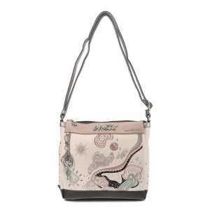 Beżowa Torebka Anekke Elegancka Listonoszka Damska. Brązowe listonoszki Anekke, z aplikacjami, ze skóry ekologicznej, na ramię, bez dodatków. Za 369,00 zł.