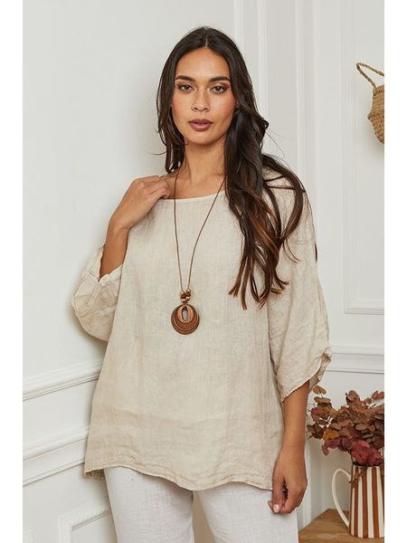 La Compagnie Du Lin Lniana bluzka "Under" w kolorze kremowym rozmiar: XXL. Brązowe bluzki La Compagnie Du Lin, xxl, bez wzorów, ze lnu, bez kołnierzyka, bez ramiączek. Za 140,20 zł.