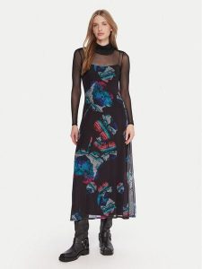 Desigual Sukienka codzienna Watercolor Lacroix 25WWVK03 Czarny Regular Fit. Czarne kombinezony Desigual, na co dzień, s, bez wzorów, z syntetyku, bez kołnierzyka, bez ramiączek, proste. Za 439,99 zł.